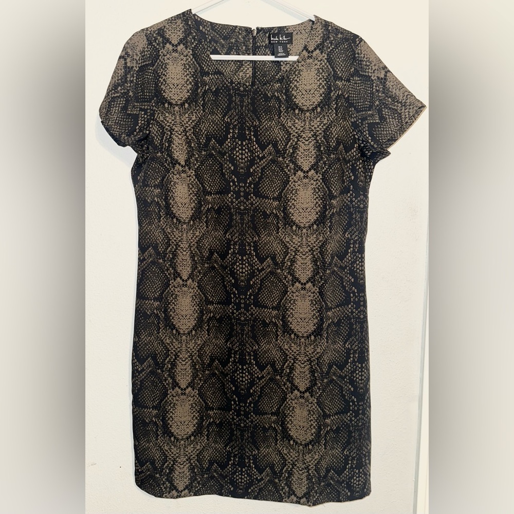 Nicole Miller Black and Brown Snake Print Dress